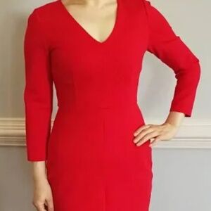 Red J Crew wool long sleeve work dress size 20
